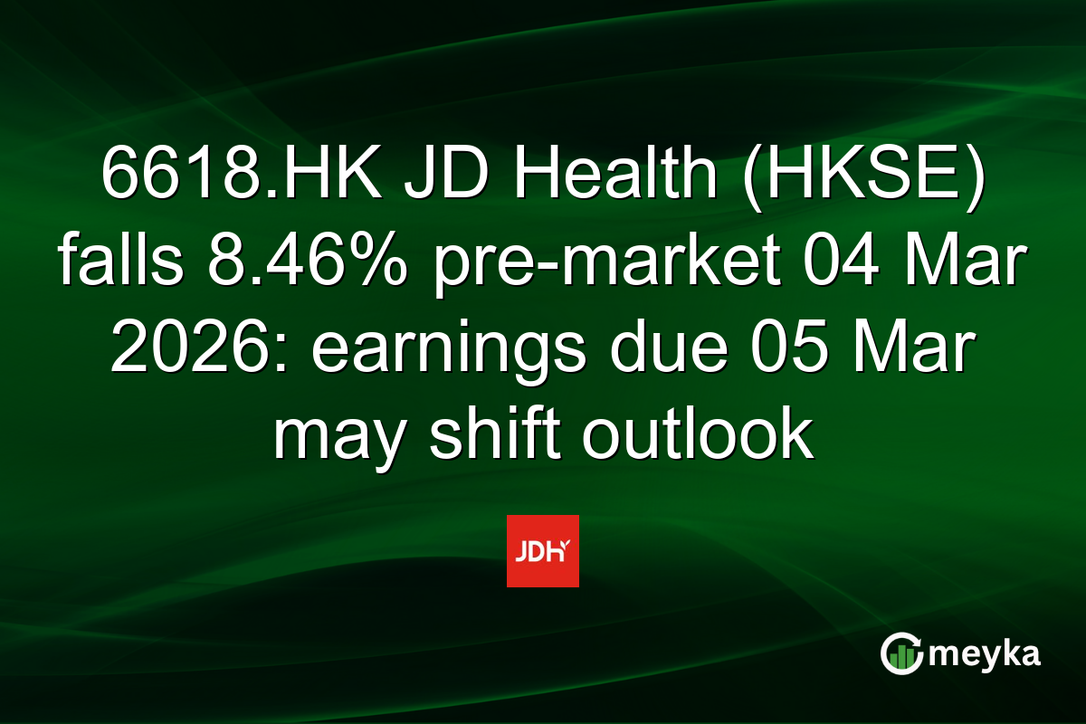 6618.HK JD Health (HKSE) falls 8.46% pre-market 04 Mar 2026: earnings due 05 Mar may shift outlook