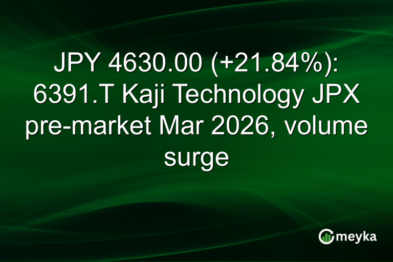JPY 4630.00 (+21.84%): 6391.T Kaji Technology JPX pre-market Mar 2026, volume surge