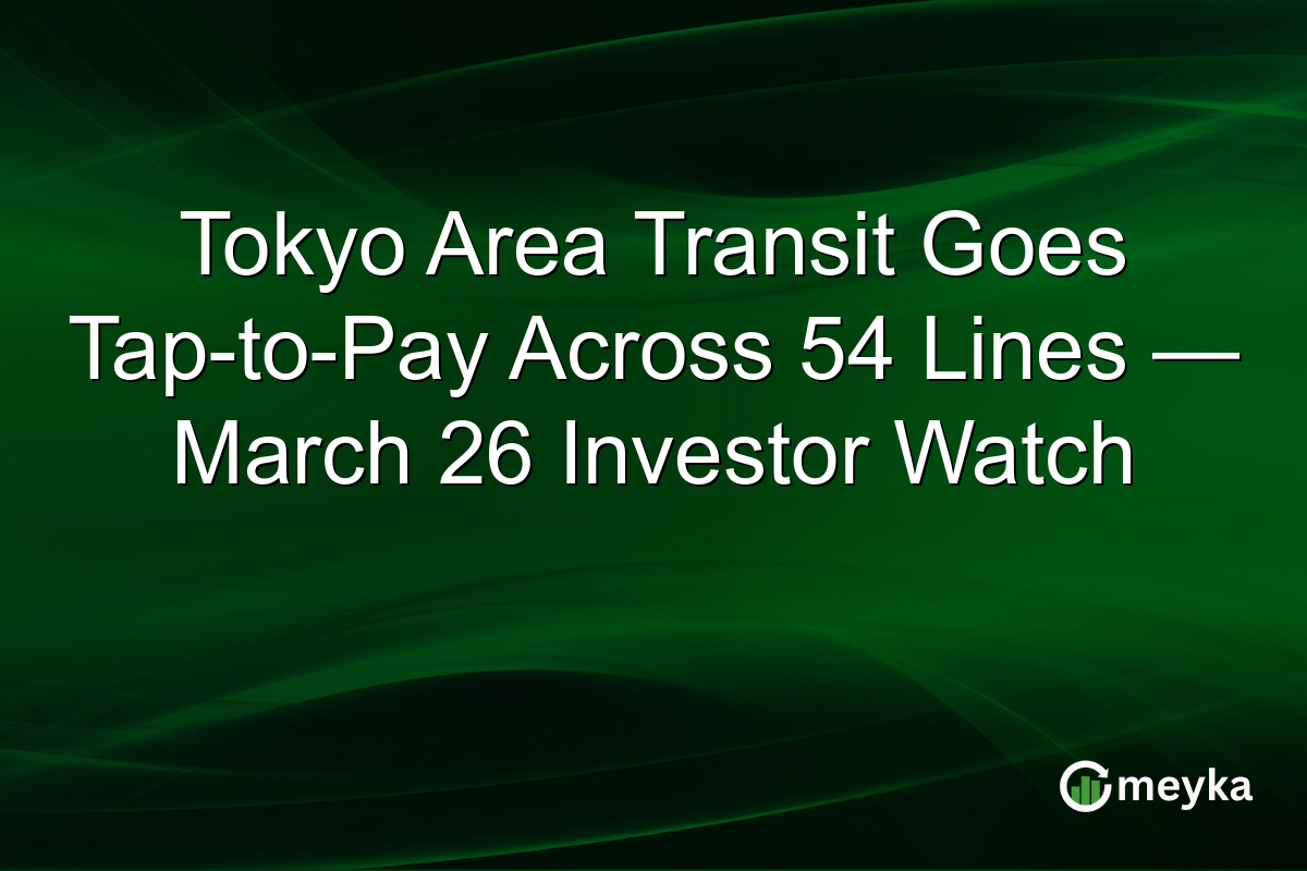Tokyo Area Transit Goes Tap-to-Pay Across 54 Lines — March 26 Investor Watch