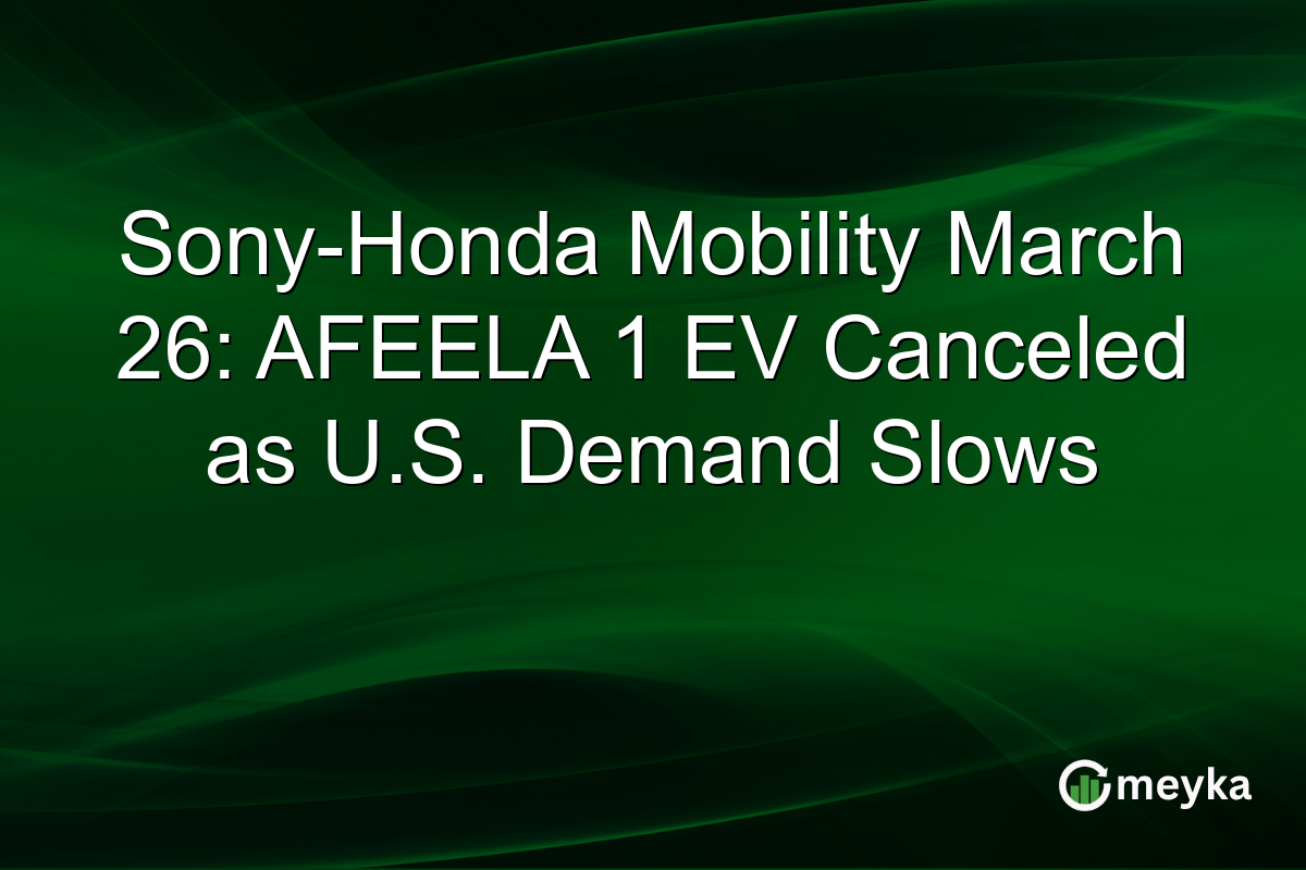 Sony-Honda Mobility March 26: AFEELA 1 EV Canceled as U.S. Demand Slows