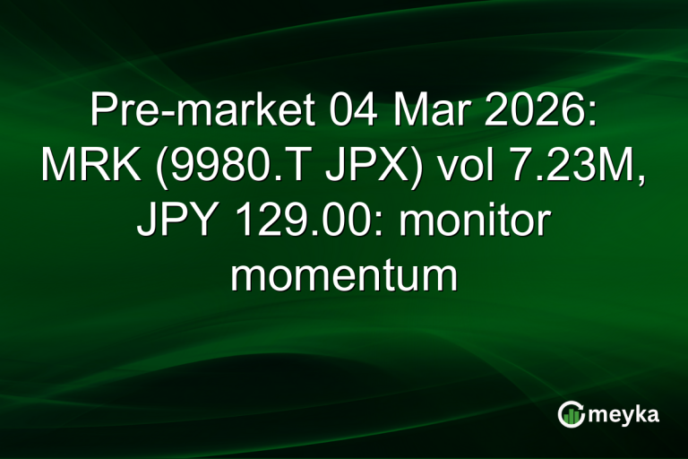 Pre-market 04 Mar 2026: MRK (9980.T JPX) vol 7.23M, JPY 129.00: monitor momentum