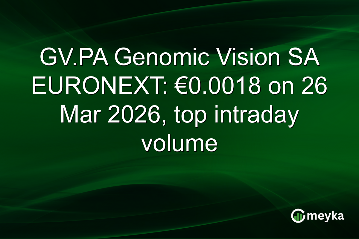 GV.PA Genomic Vision SA EURONEXT: €0.0018 on 26 Mar 2026, top intraday volume