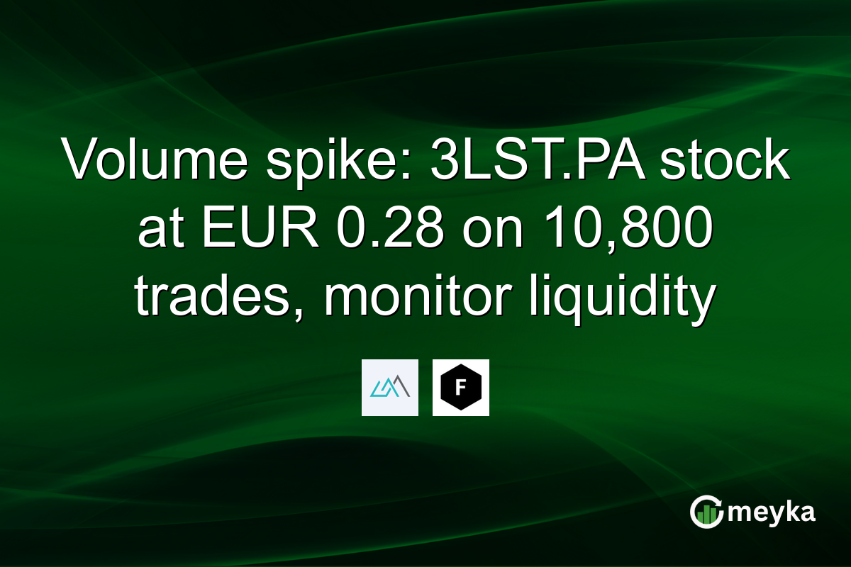 Volume spike: 3LST.PA stock at EUR 0.28 on 10,800 trades, monitor liquidity