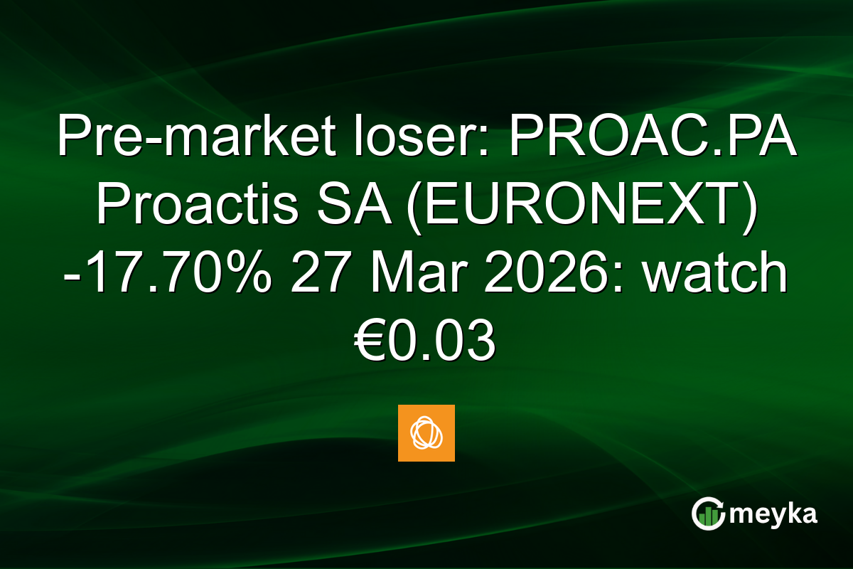 Pre-market loser: PROAC.PA Proactis SA (EURONEXT) -17.70% 27 Mar 2026: watch €0.03