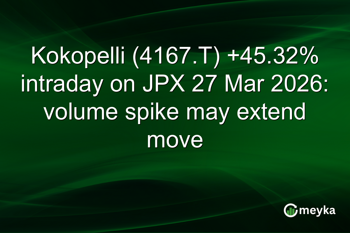 Kokopelli (4167.T) +45.32% intraday on JPX 27 Mar 2026: volume spike may extend move