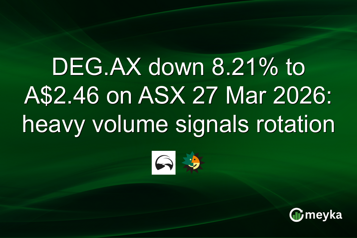 DEG.AX down 8.21% to A$2.46 on ASX 27 Mar 2026: heavy volume signals rotation