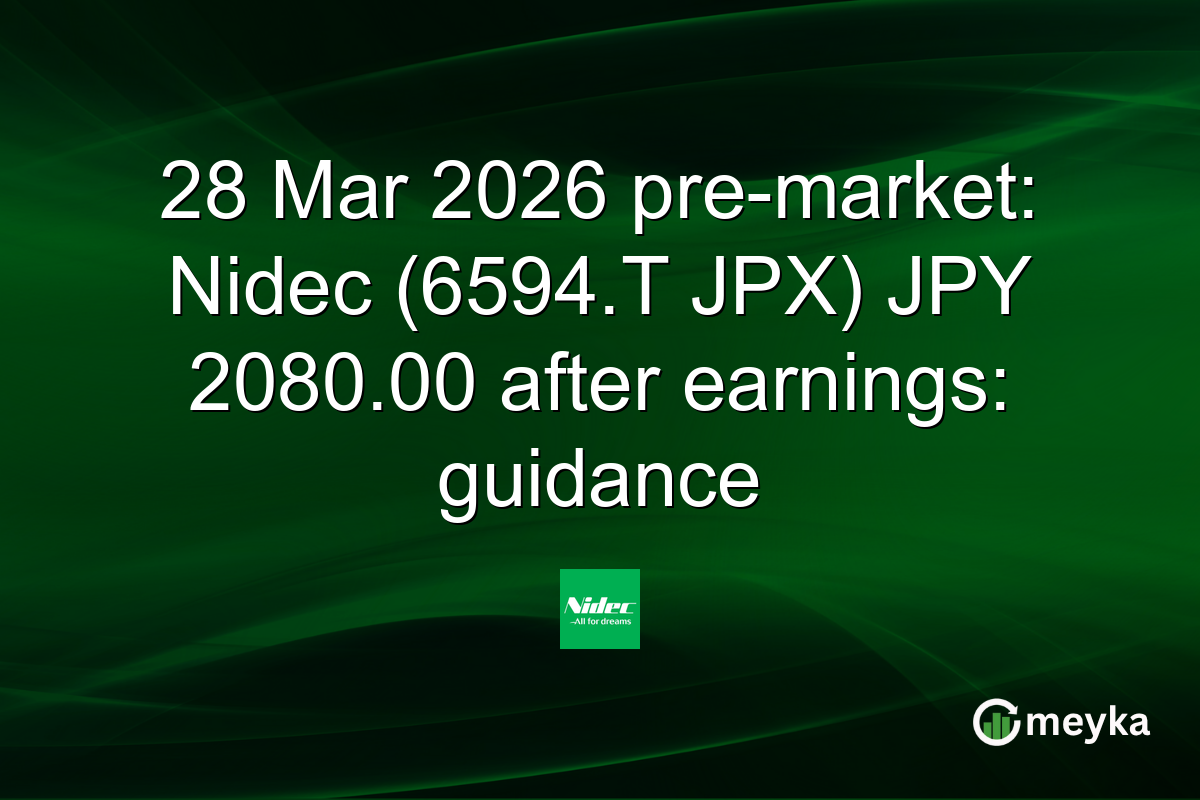 28 Mar 2026 pre-market: Nidec (6594.T JPX) JPY 2080.00 after earnings: guidance