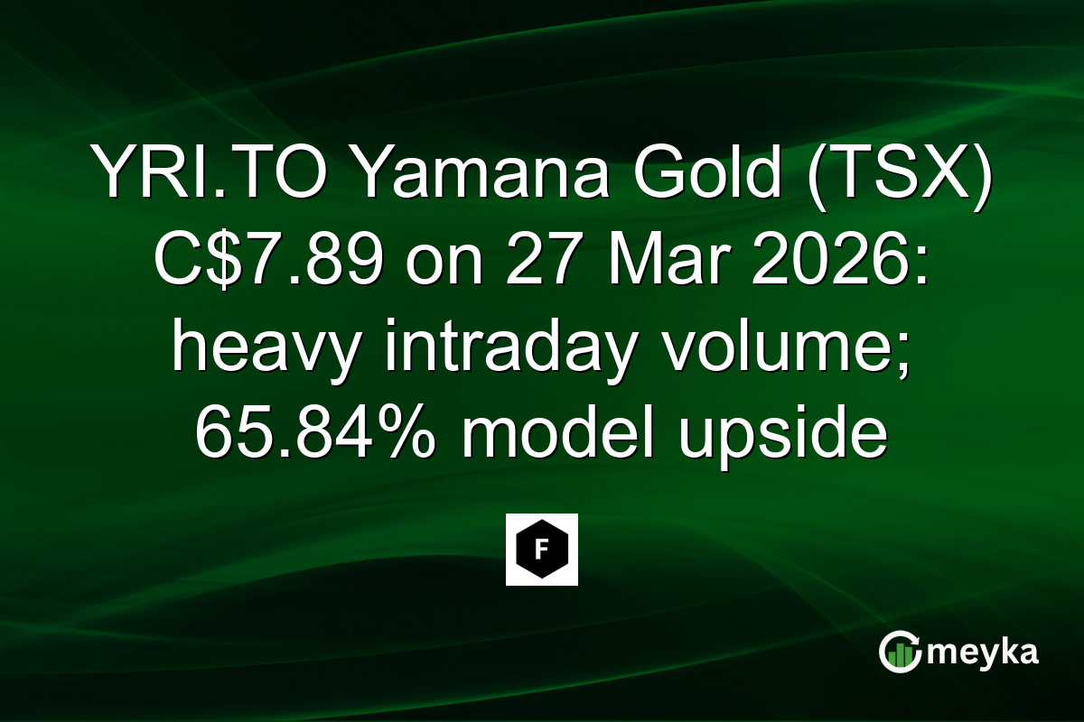 YRI.TO Yamana Gold (TSX) C$7.89 on 27 Mar 2026: heavy intraday volume; 65.84% model upside