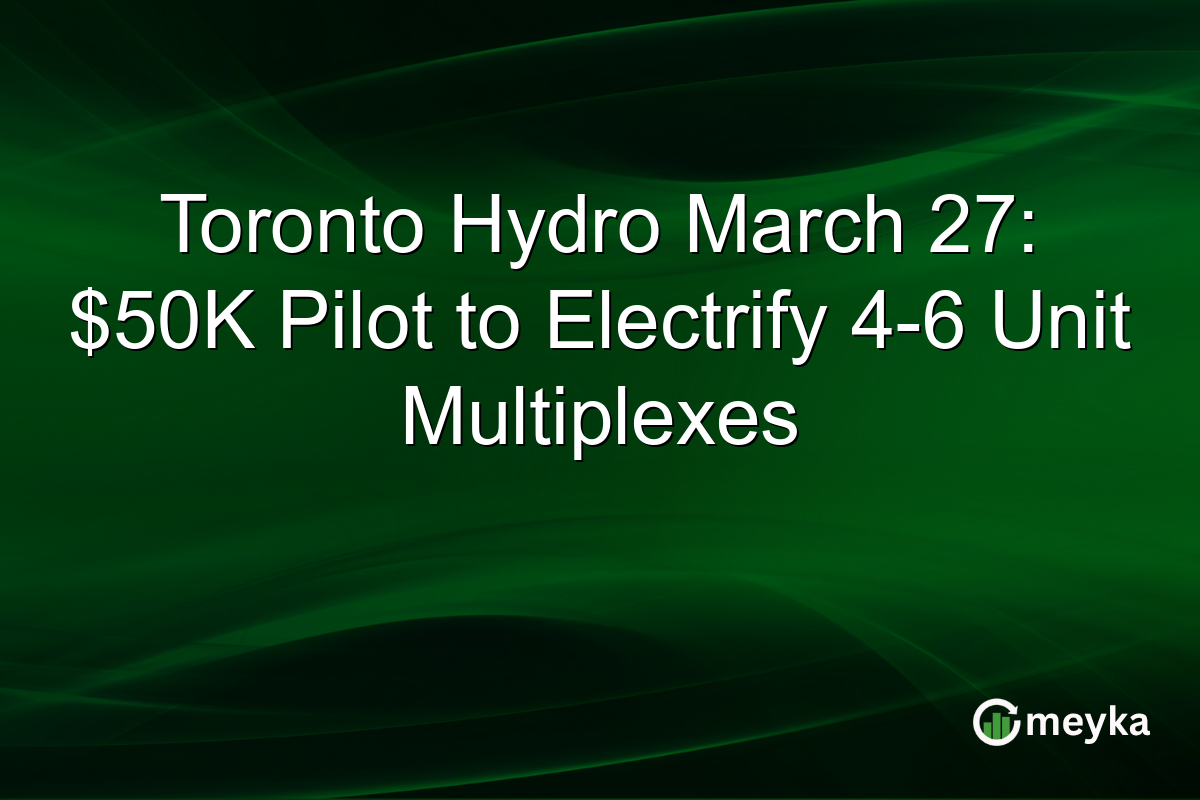 Toronto Hydro March 27: $50K Pilot to Electrify 4-6 Unit Multiplexes