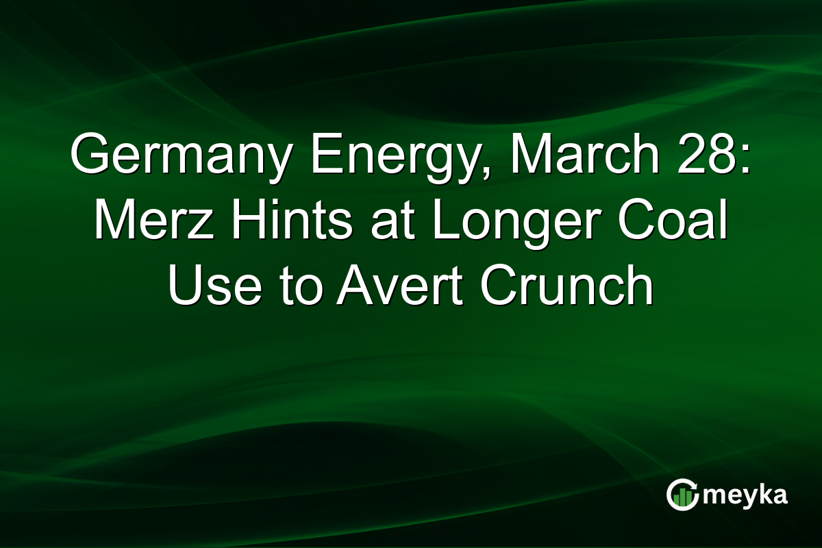 Germany Energy, March 28: Merz Hints at Longer Coal Use to Avert Crunch