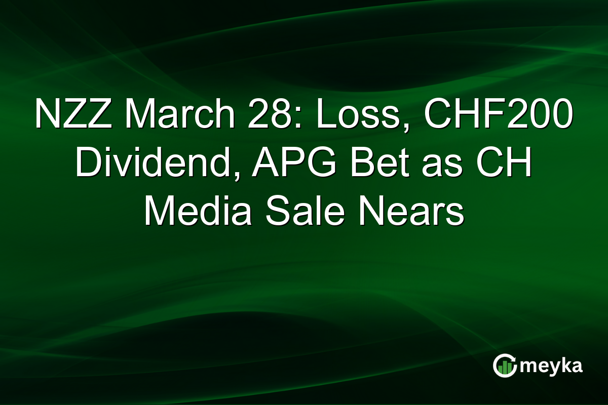 NZZ March 28: Loss, CHF200 Dividend, APG Bet as CH Media Sale Nears