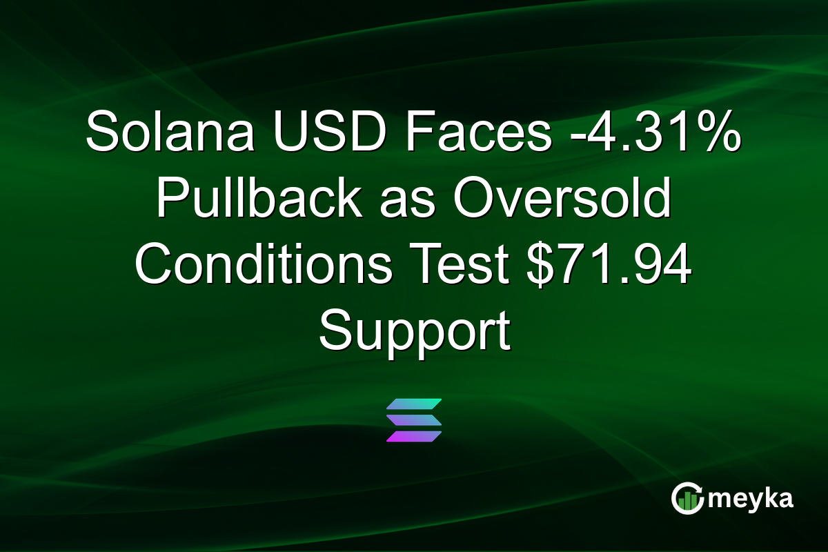 Solana USD Faces -4.31% Pullback as Oversold Conditions Test $71.94 Support