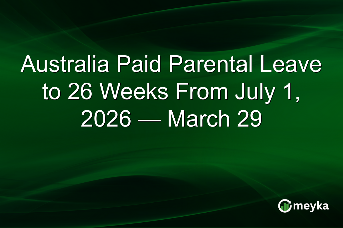 Australia Paid Parental Leave to 26 Weeks From July 1, 2026 — March 29