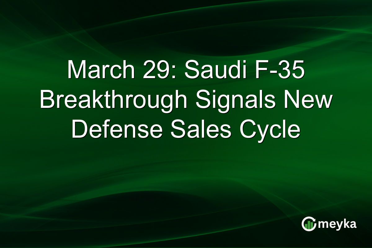 March 29: Saudi F-35 Breakthrough Signals New Defense Sales Cycle