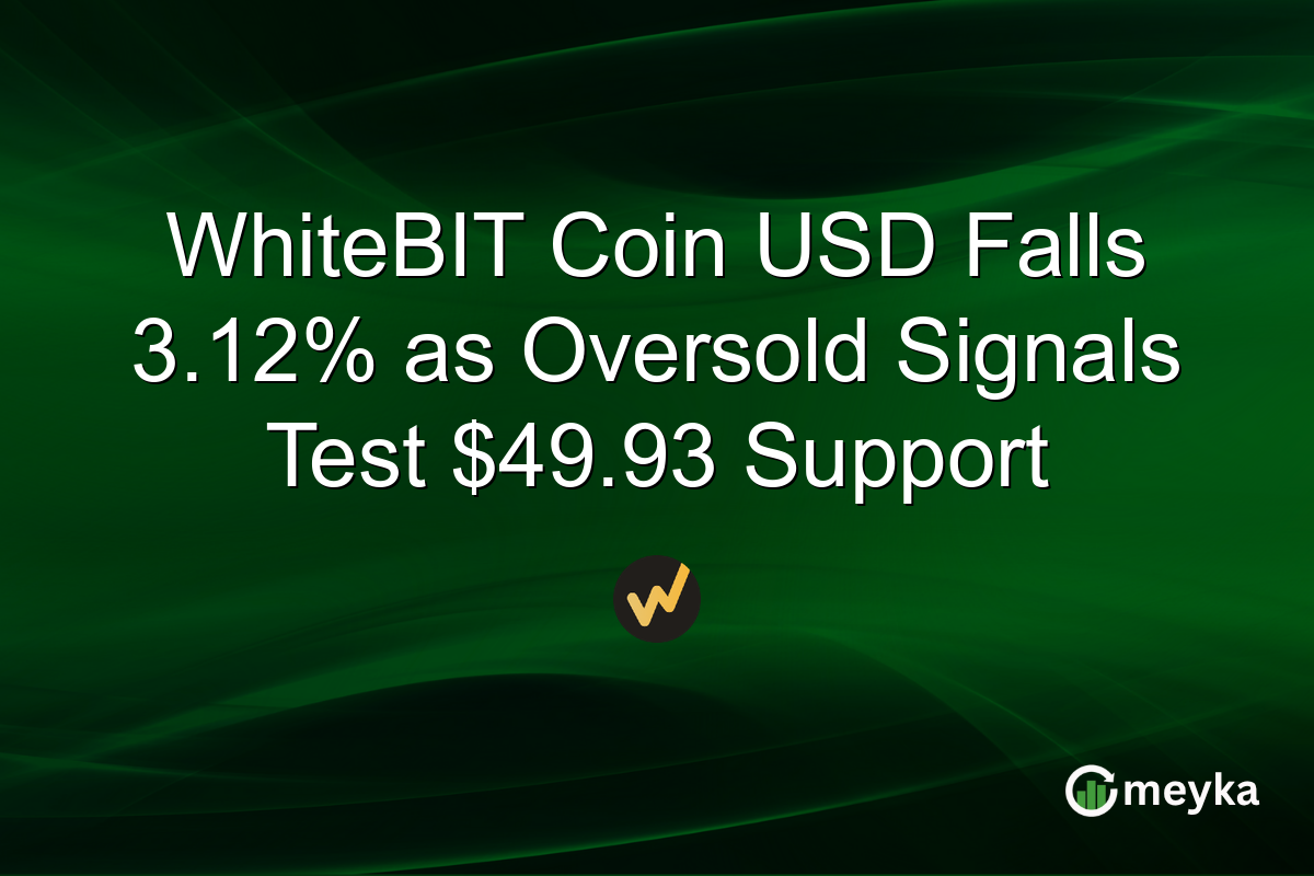 WhiteBIT Coin USD Falls 3.12% as Oversold Signals Test $49.93 Support