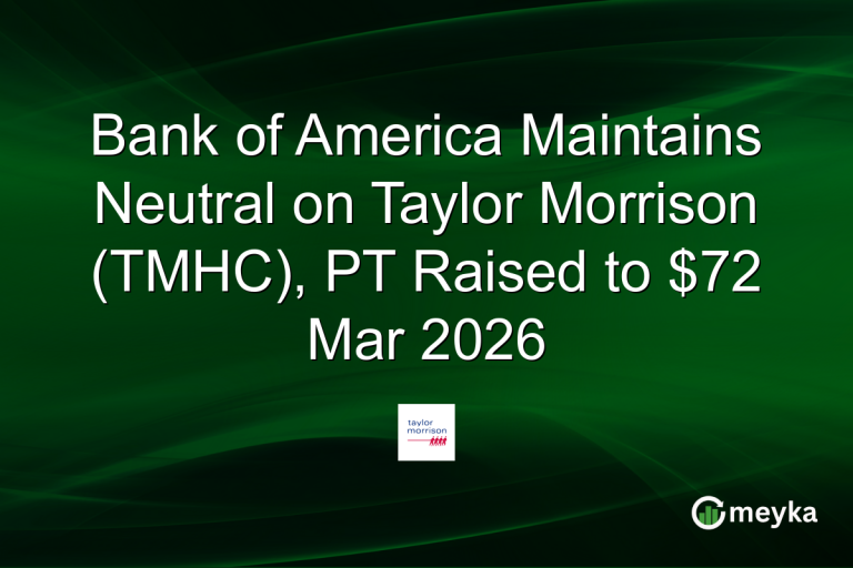 Bank of America Maintains Neutral on Taylor Morrison (TMHC), PT Raised to $72 Mar 2026