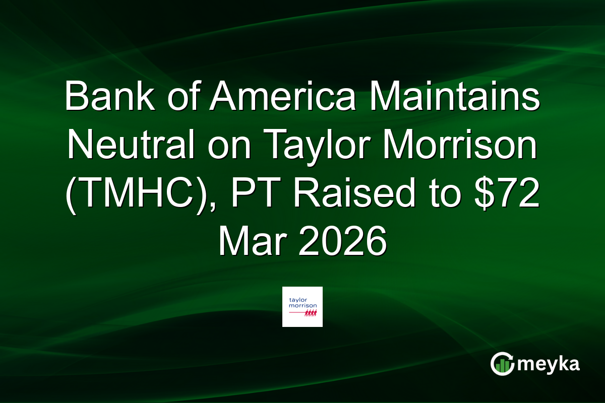 Bank of America Maintains Neutral on Taylor Morrison (TMHC), PT Raised to $72 Mar 2026