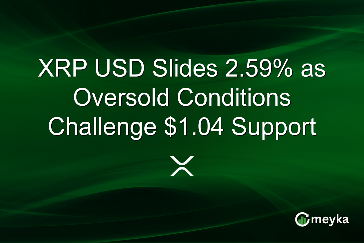 XRP USD Slides 2.59% as Oversold Conditions Challenge $1.04 Support