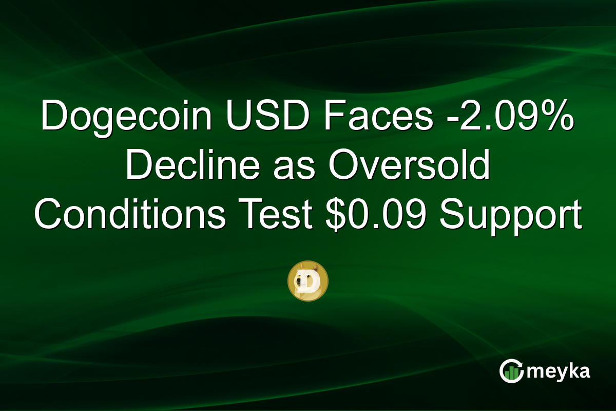 Dogecoin USD Faces -2.09% Decline as Oversold Conditions Test $0.09 Support