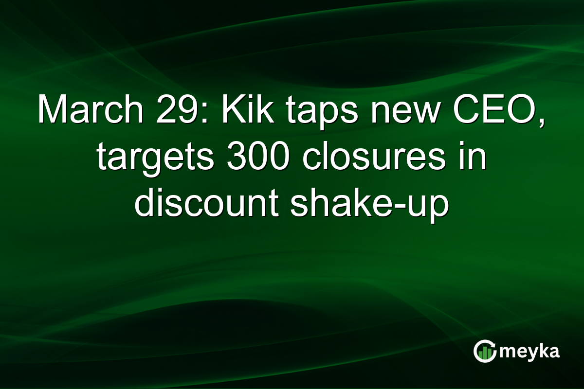 March 29: Kik taps new CEO, targets 300 closures in discount shake-up