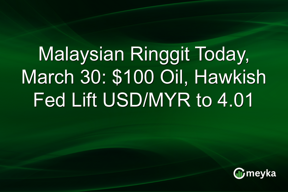 Malaysian Ringgit Today, March 30: $100 Oil, Hawkish Fed Lift USD/MYR to 4.01