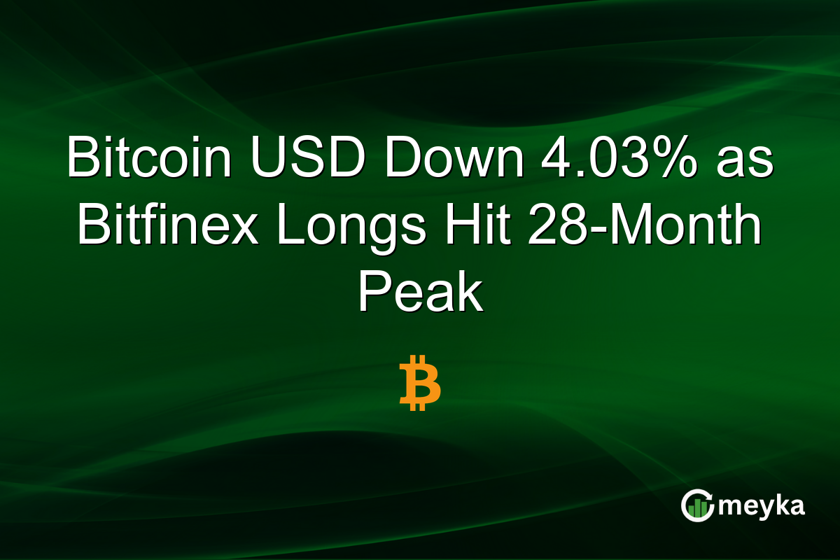 Bitcoin USD Down 4.03% as Bitfinex Longs Hit 28-Month Peak