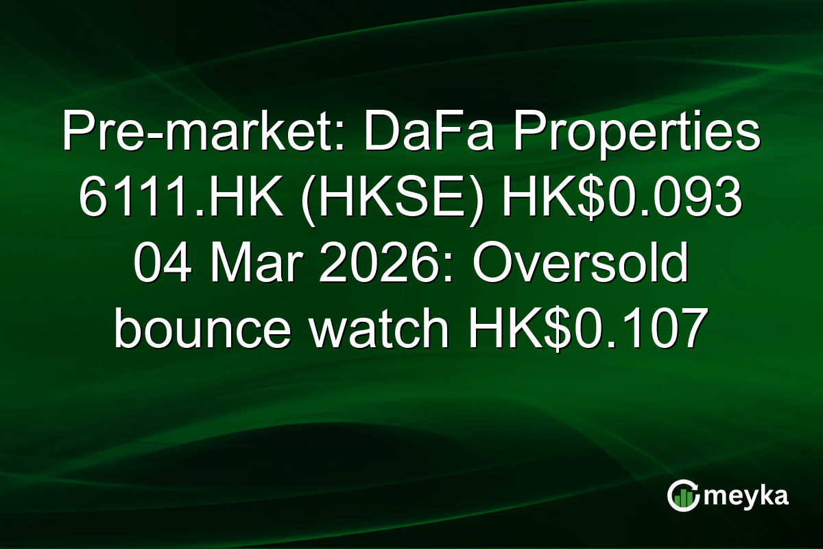 Pre-market: DaFa Properties 6111.HK (HKSE) HK$0.093 04 Mar 2026: Oversold bounce watch HK$0.107
