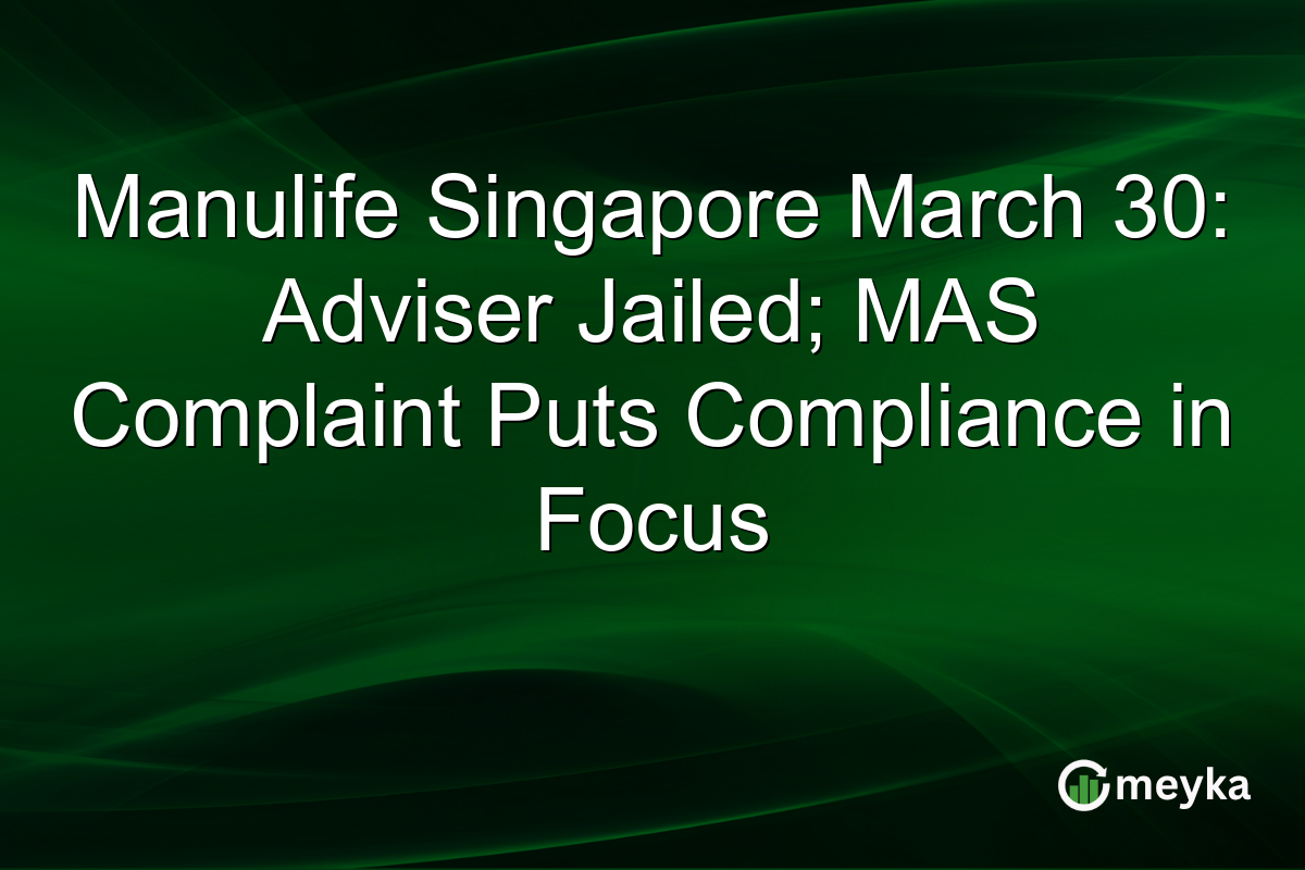 Manulife Singapore March 30: Adviser Jailed; MAS Complaint Puts Compliance in Focus