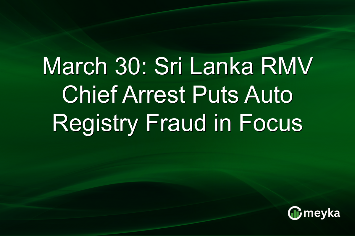 March 30: Sri Lanka RMV Chief Arrest Puts Auto Registry Fraud in Focus