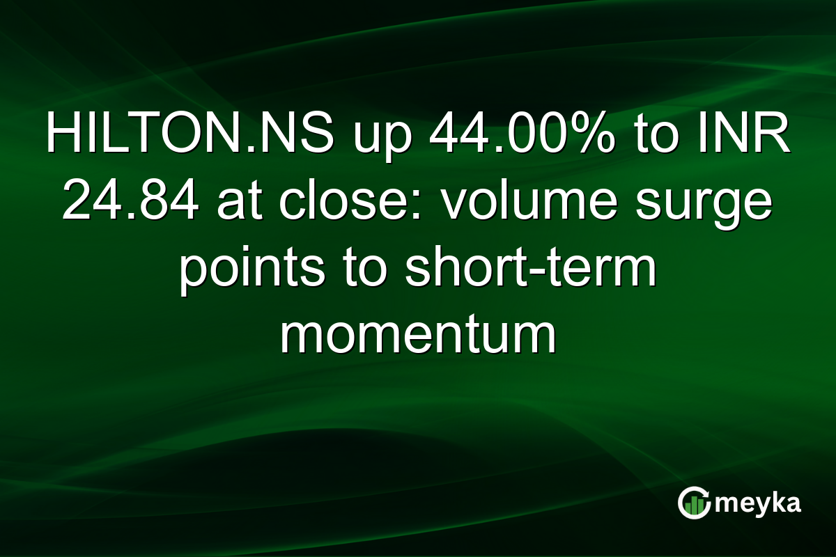HILTON.NS up 44.00% to INR 24.84 at close: volume surge points to short-term momentum