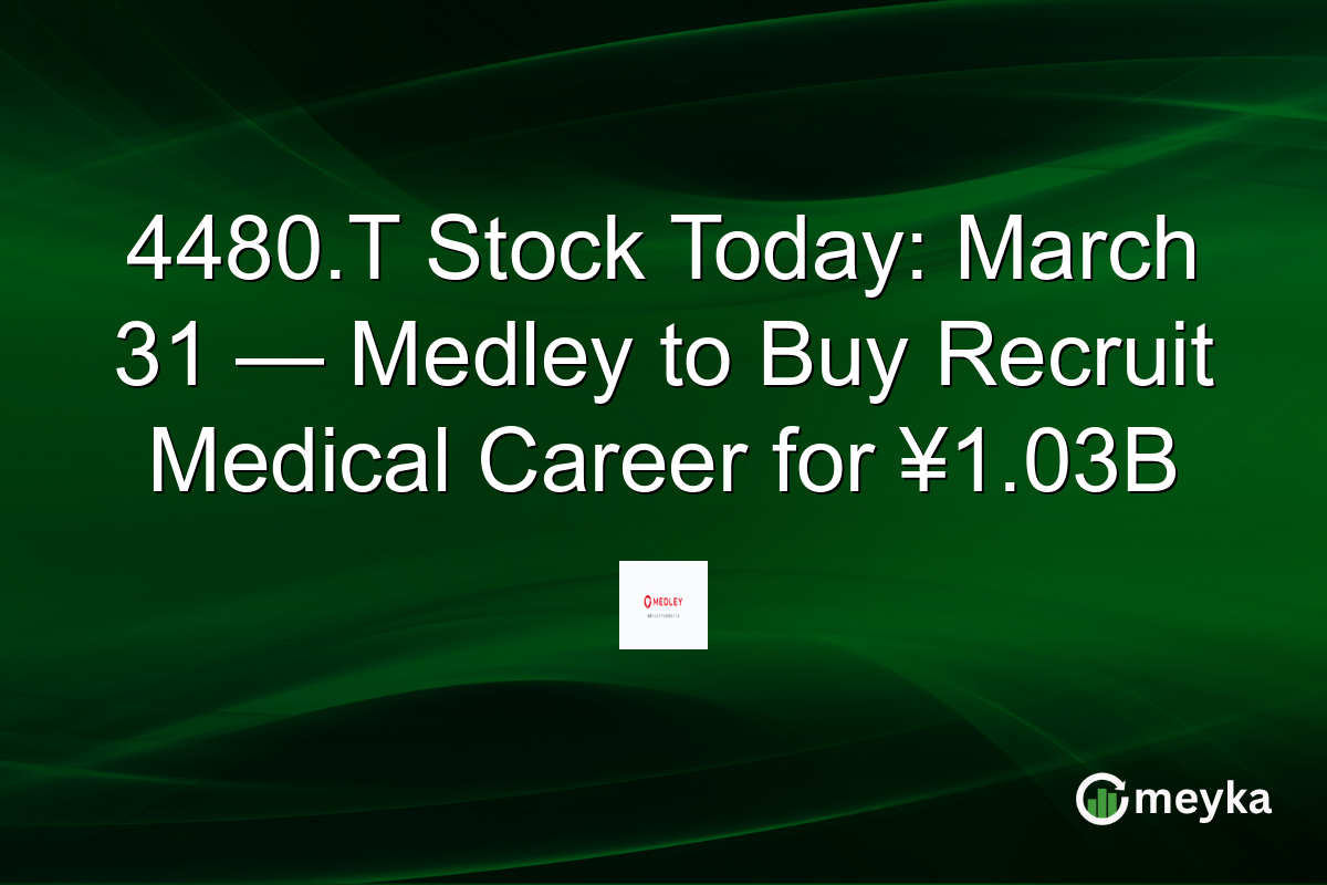 4480.T Stock Today: March 31 — Medley to Buy Recruit Medical Career for ¥1.03B