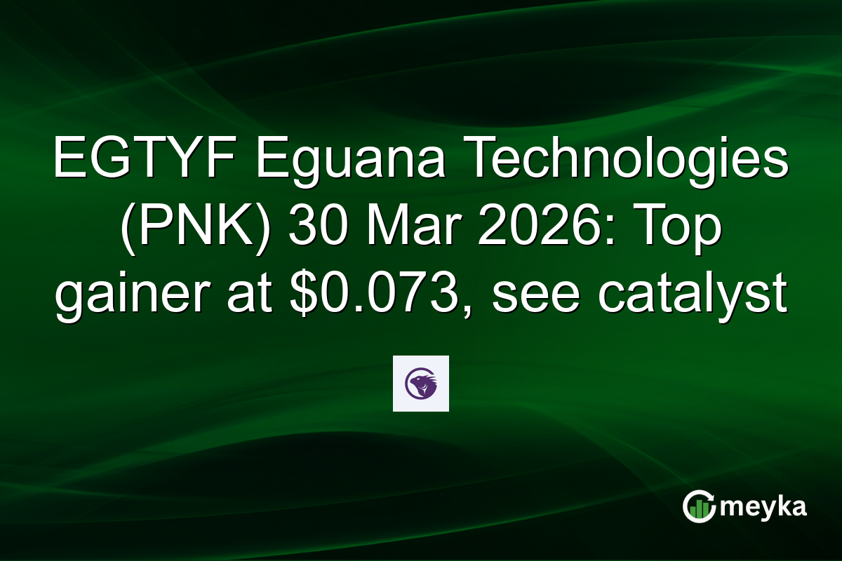 EGTYF Eguana Technologies (PNK) 30 Mar 2026: Top gainer at $0.073, see catalyst