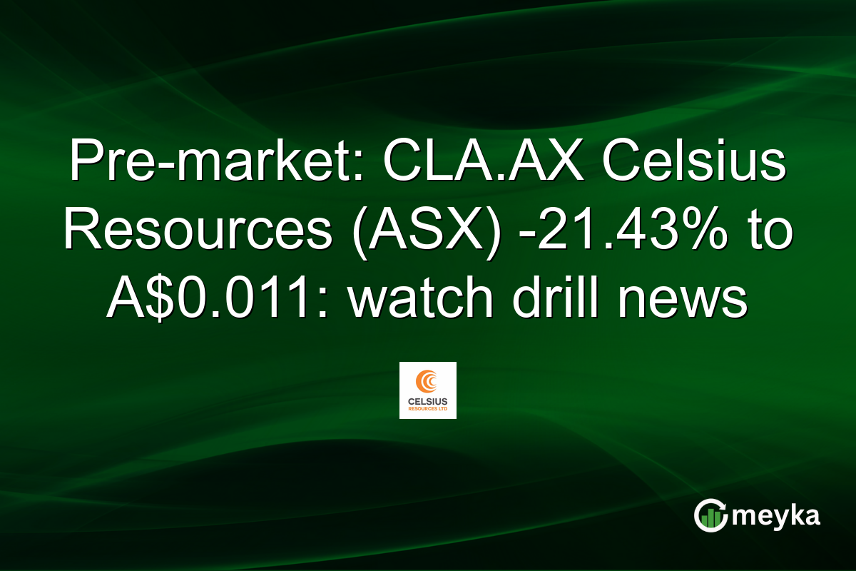 Pre-market: CLA.AX Celsius Resources (ASX) -21.43% to A$0.011: watch drill news