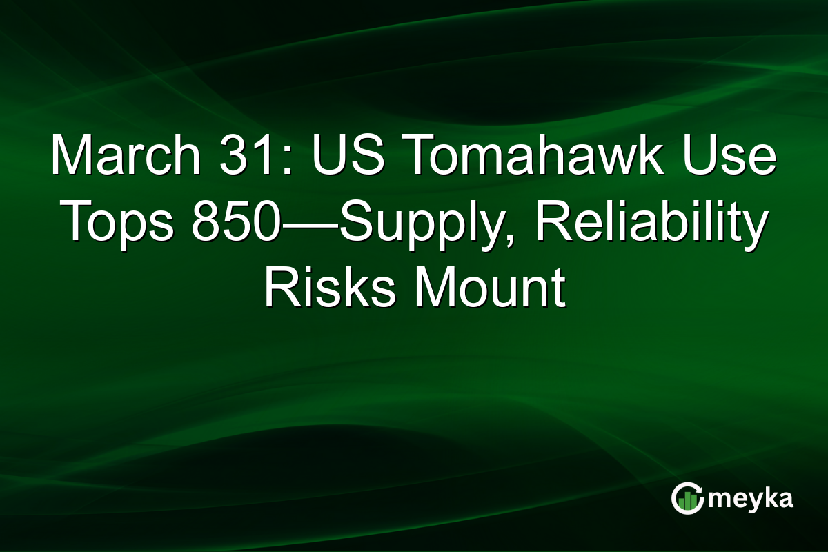 March 31: US Tomahawk Use Tops 850—Supply, Reliability Risks Mount