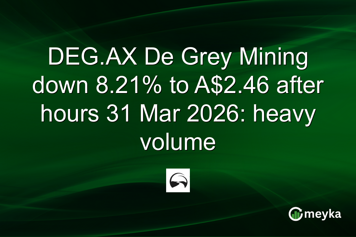 DEG.AX De Grey Mining down 8.21% to A$2.46 after hours 31 Mar 2026: heavy volume