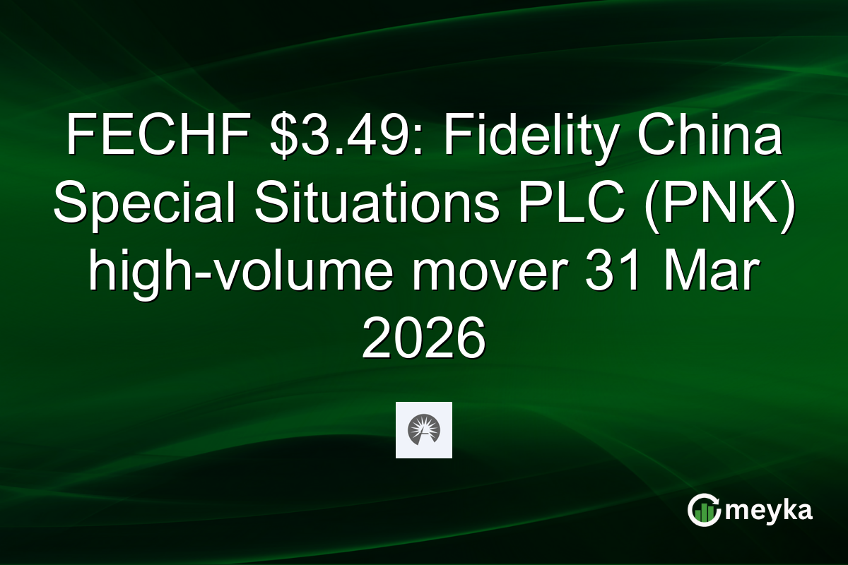 FECHF $3.49: Fidelity China Special Situations PLC (PNK) high-volume mover 31 Mar 2026