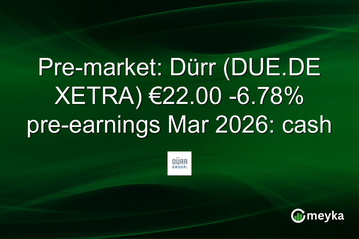 Pre-market: Dürr (DUE.DE XETRA) €22.00 -6.78% pre-earnings Mar 2026: cash