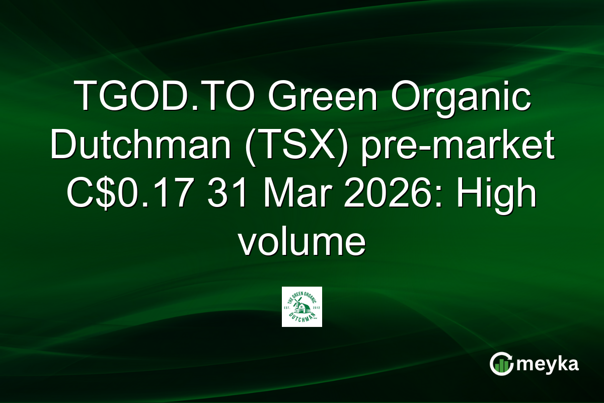 TGOD.TO Green Organic Dutchman (TSX) pre-market C$0.17 31 Mar 2026: High volume
