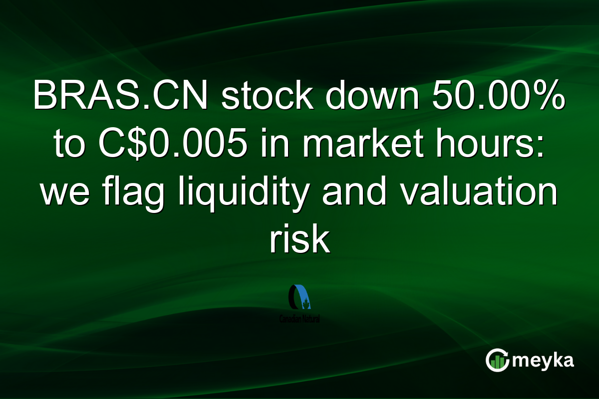 BRAS.CN stock down 50.00% to C$0.005 in market hours: we flag liquidity and valuation risk
