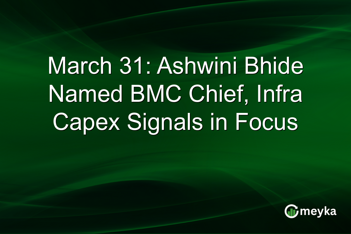 March 31: Ashwini Bhide Named BMC Chief, Infra Capex Signals in Focus