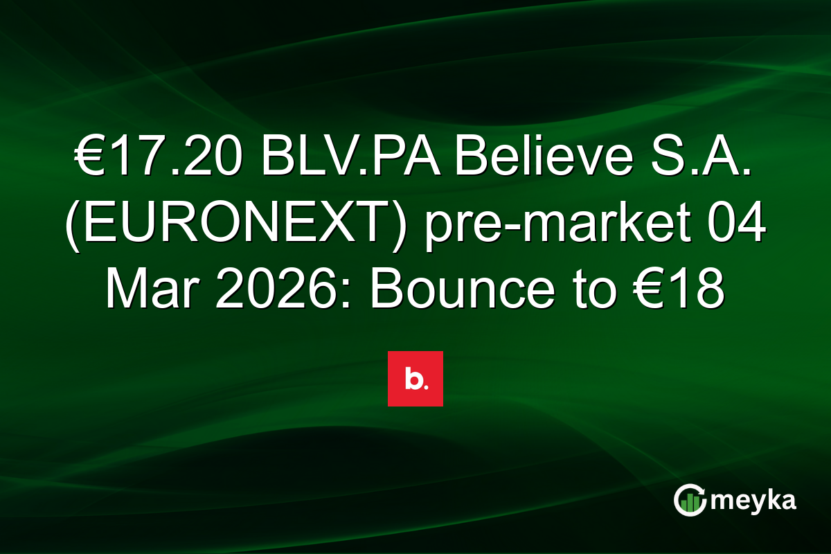 €17.20 BLV.PA Believe S.A. (EURONEXT) pre-market 04 Mar 2026: Bounce to €18