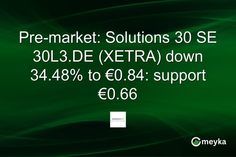 Pre-market: Solutions 30 SE 30L3.DE (XETRA) down 34.48% to €0.84: support €0.66