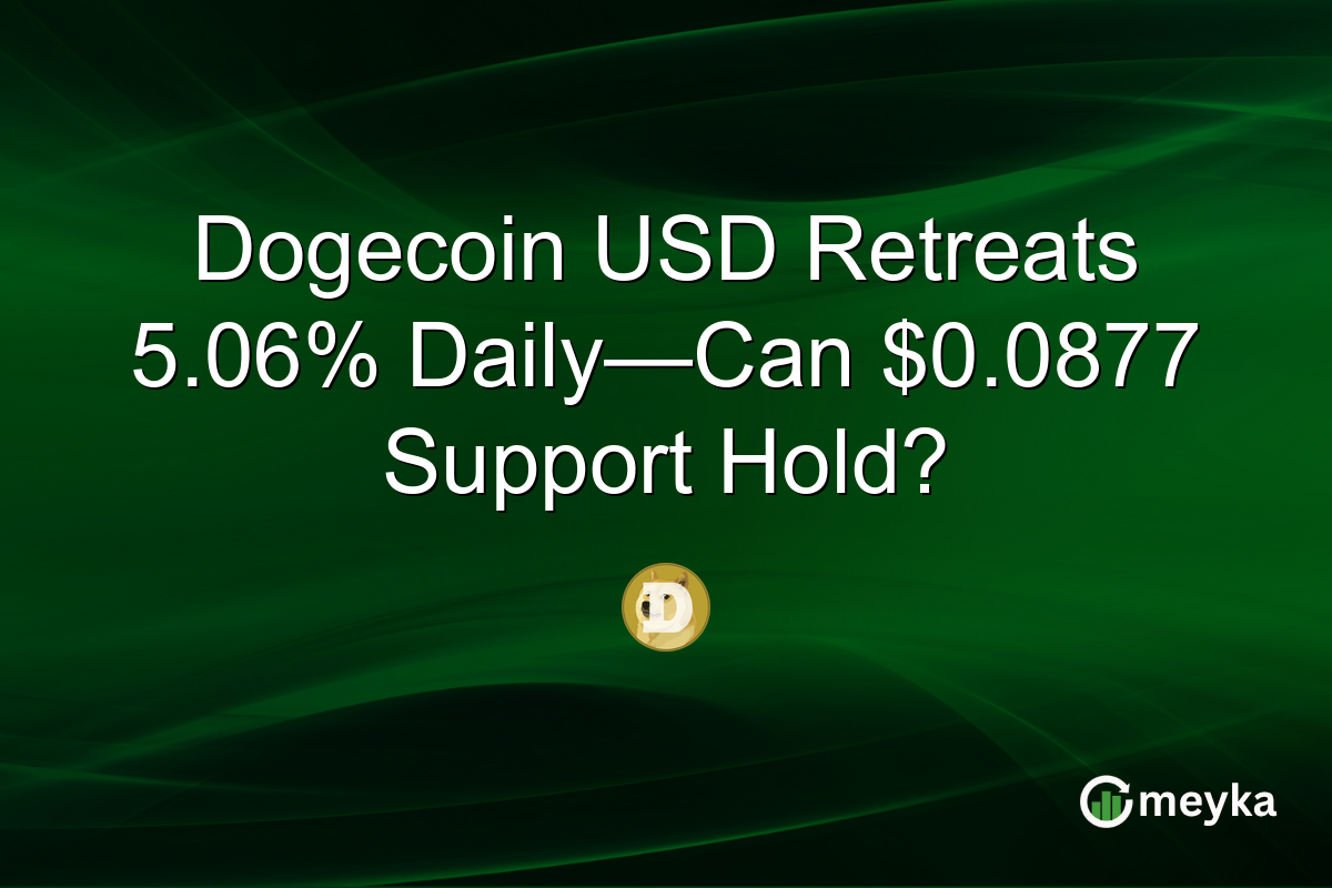 Dogecoin USD Retreats 5.06% Daily—Can $0.0877 Support Hold?