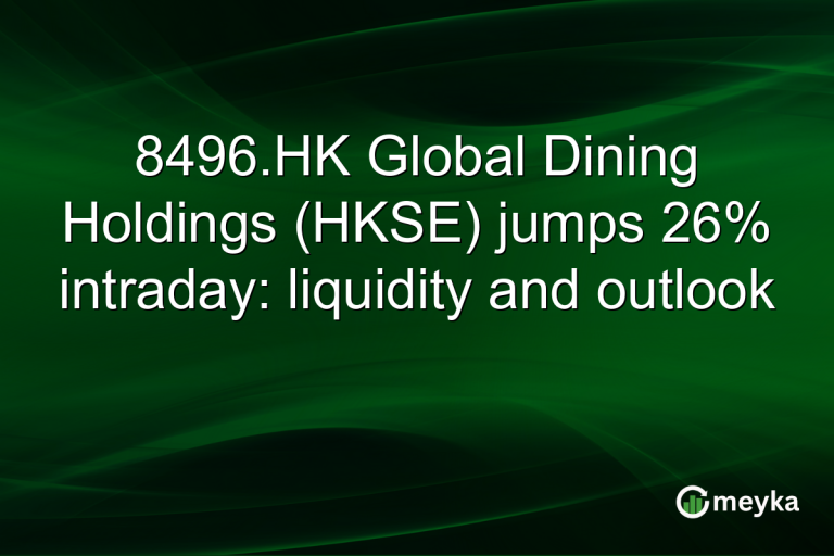 8496.HK Global Dining Holdings (HKSE) jumps 26% intraday: liquidity and outlook