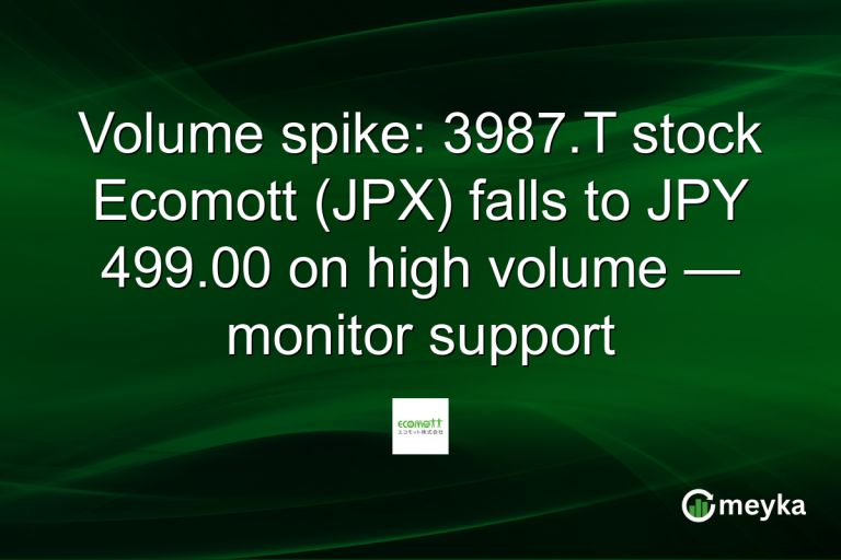 Volume spike: 3987.T stock Ecomott (JPX) falls to JPY 499.00 on high volume — monitor support