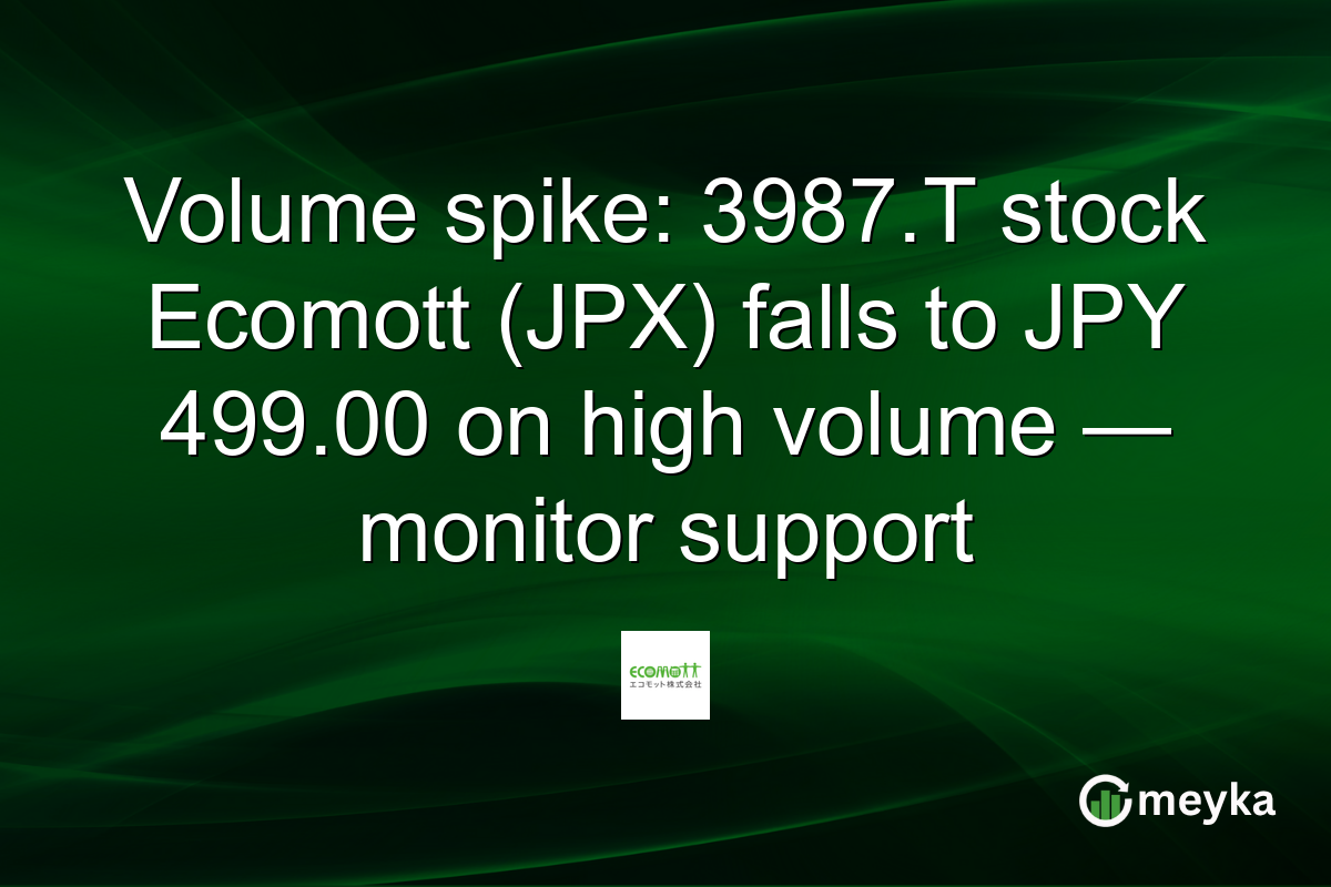 Volume spike: 3987.T stock Ecomott (JPX) falls to JPY 499.00 on high volume — monitor support