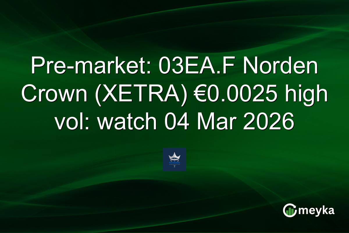Pre-market: 03EA.F Norden Crown (XETRA) €0.0025 high vol: watch 04 Mar 2026