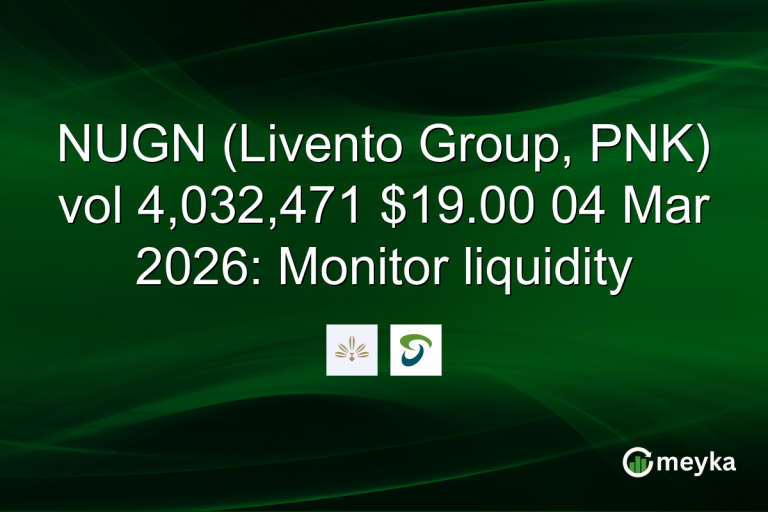 NUGN (Livento Group, PNK) vol 4,032,471 $19.00 04 Mar 2026: Monitor liquidity