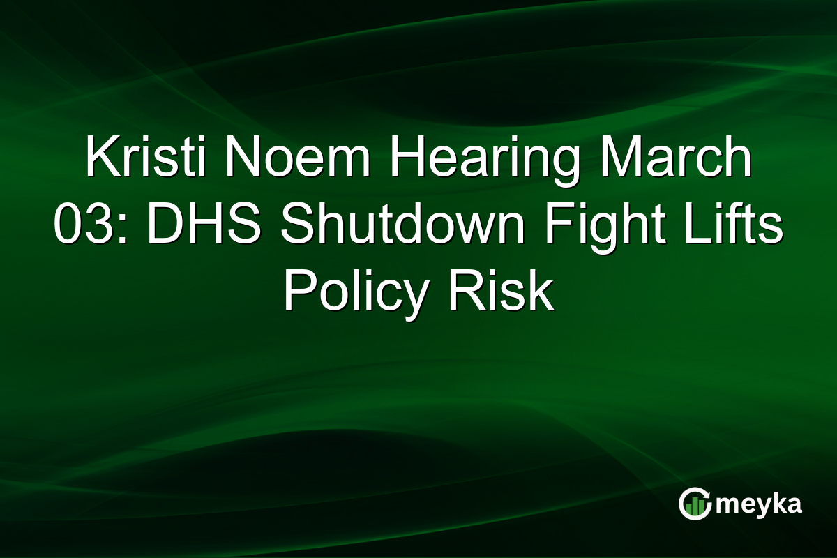 Kristi Noem Hearing March 03: DHS Shutdown Fight Lifts Policy Risk