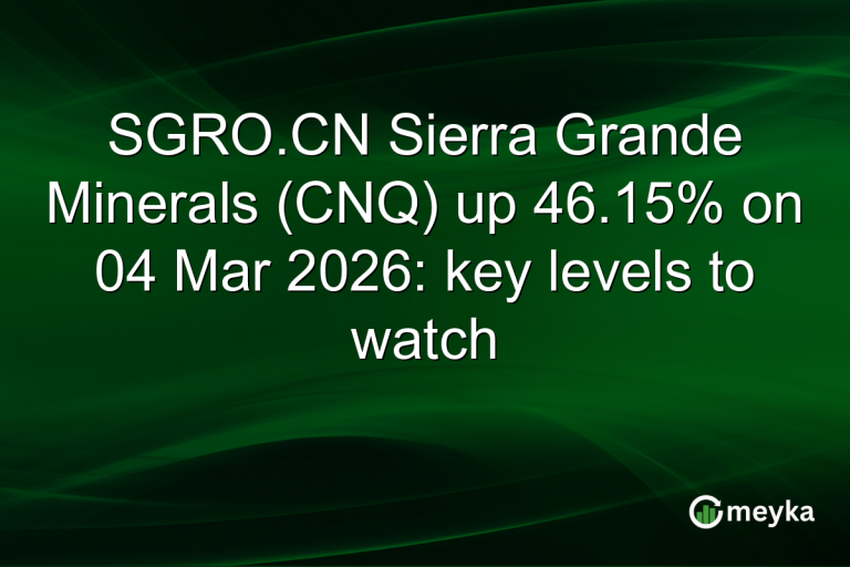 SGRO.CN Sierra Grande Minerals (CNQ) up 46.15% on 04 Mar 2026: key levels to watch